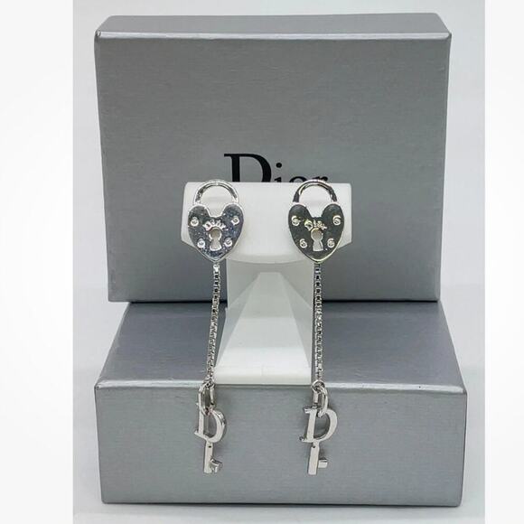 Christian Dior Lock & Key Silver Earrings with box - Picture 11 of 11